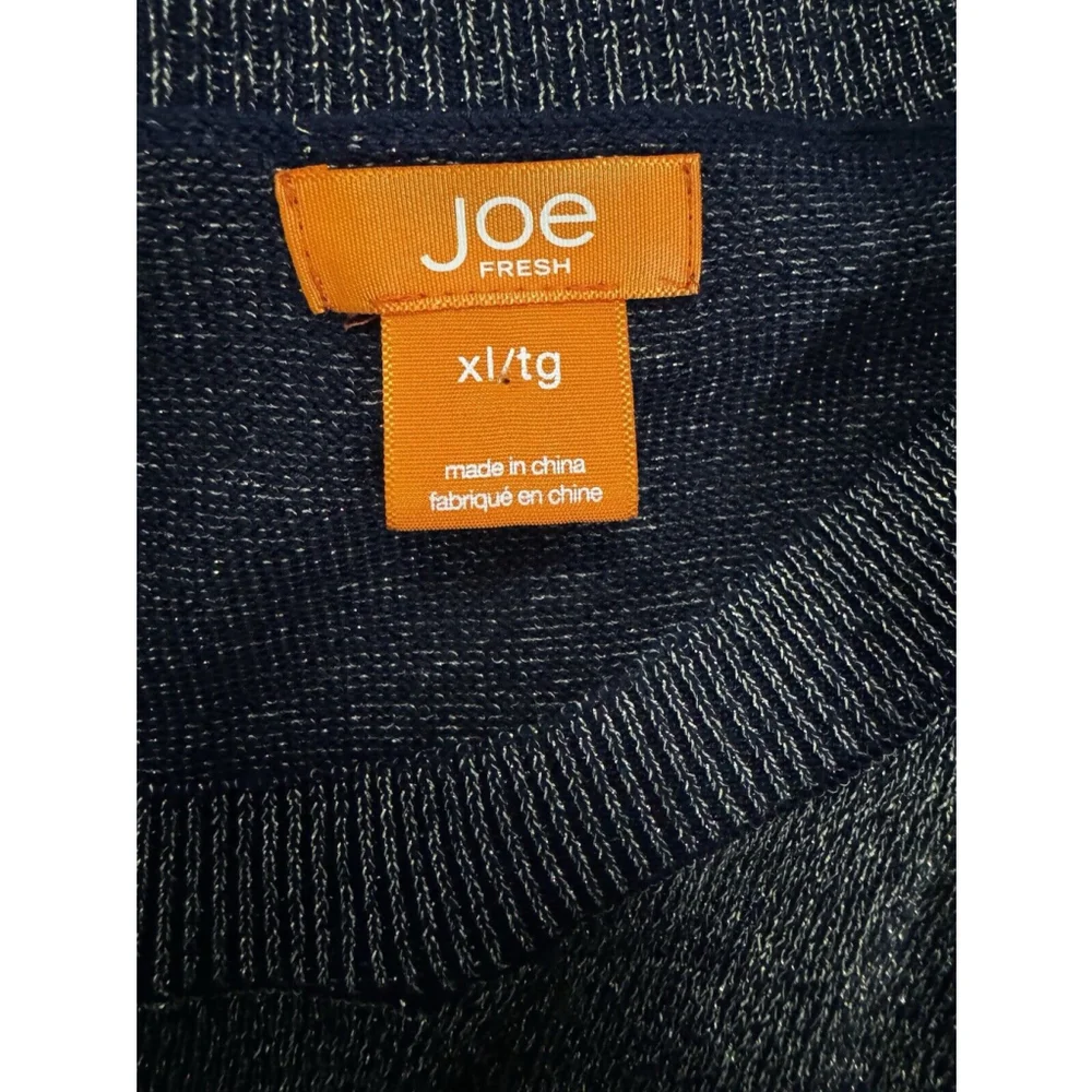 JOE Fresh Lightweight Crewneck Sweater Navy Blue & Gold Metallic, Women’s XL​​​ - Picture 6 of 9